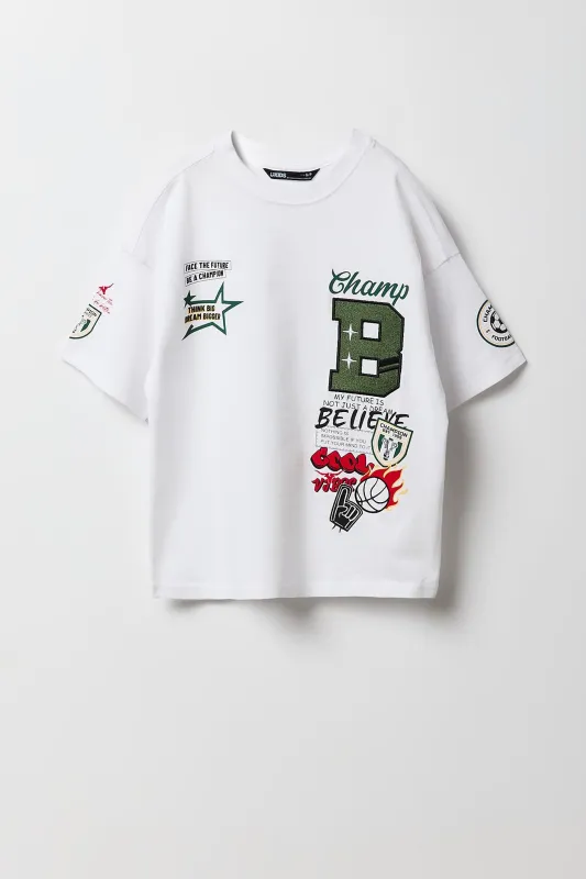 T-shirt avec motif brodé B en chenille pour garçon sold by Urban Planet