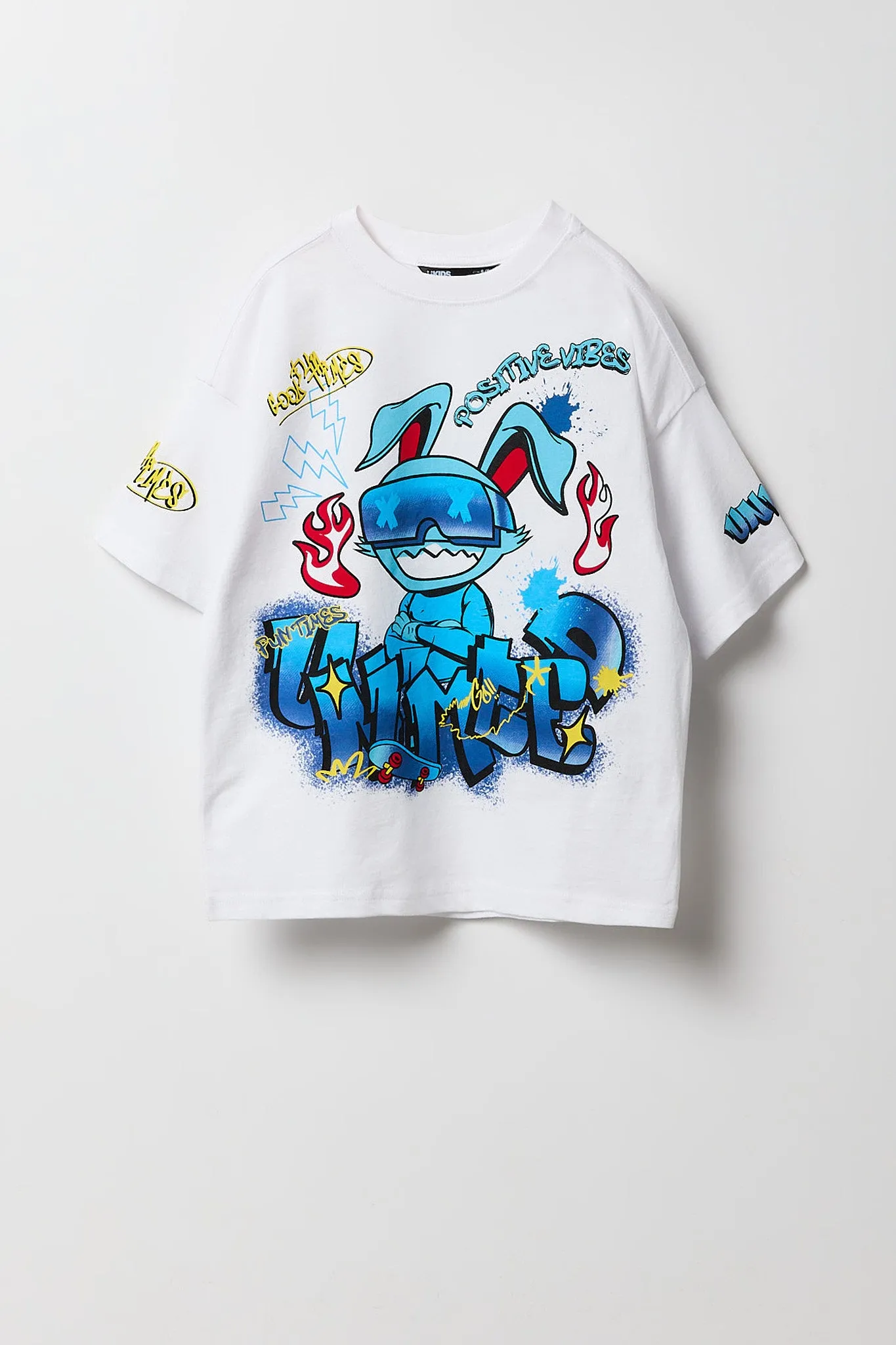 Boys Positive Vibes Bunny Graphic T-Shirt sold by Urban Planet