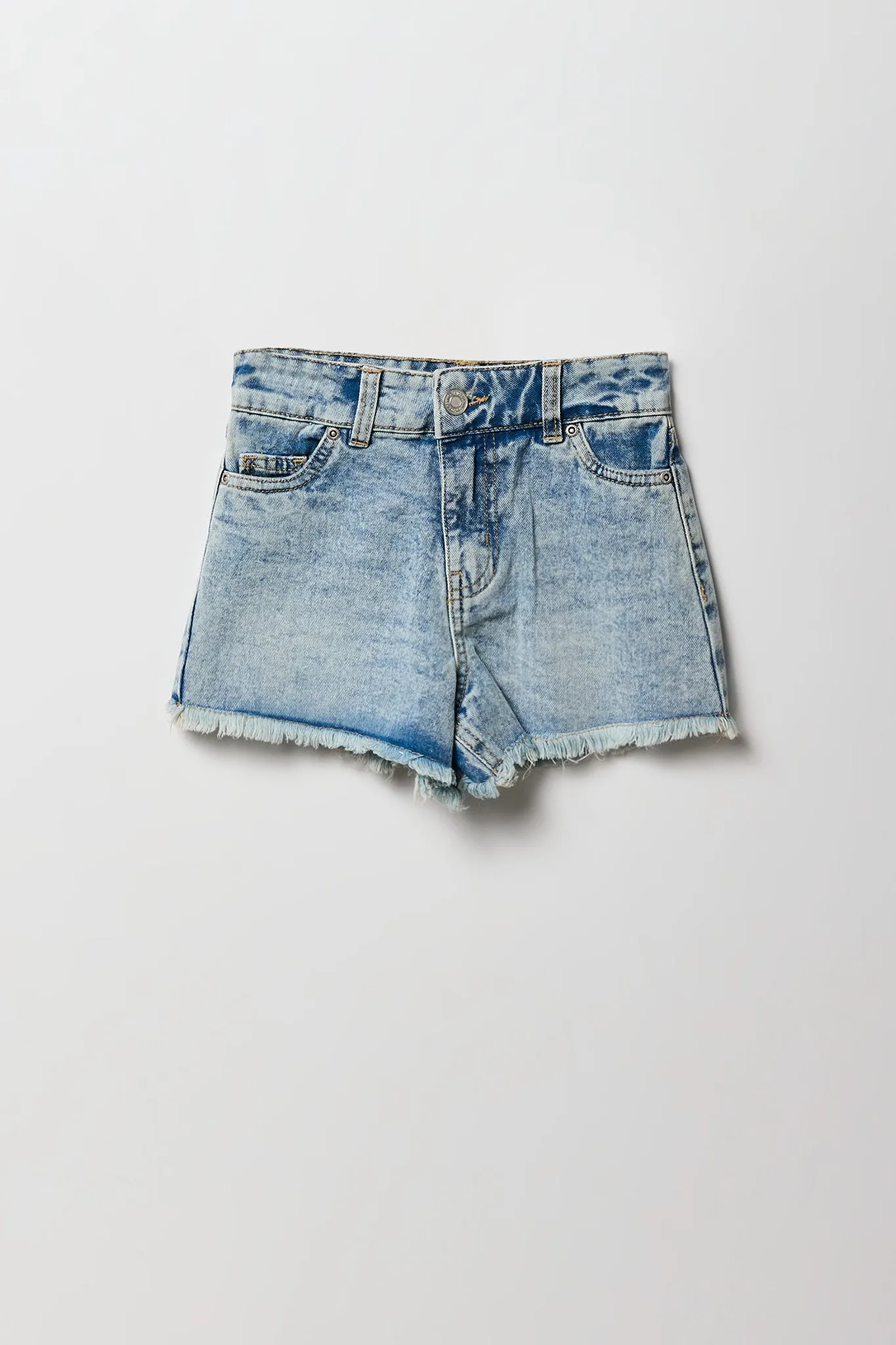 Short en denim à taille haute avec imprimé et pierres du Rhin pour fille sold by Urban Planet product image thumbnail 2