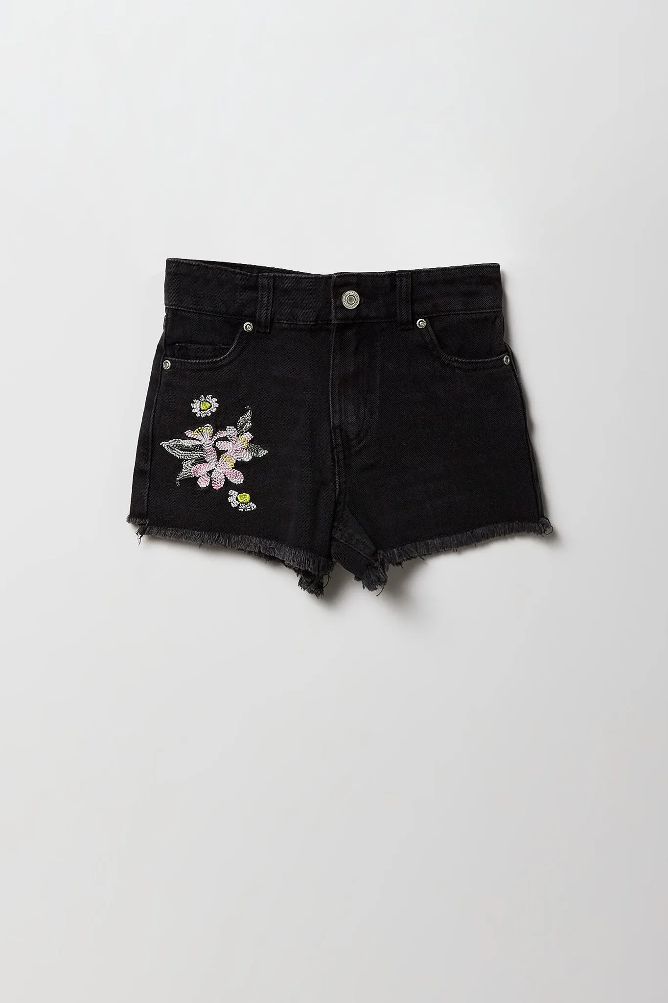 Girls Floral Embroidered Denim Short sold by Urban Planet