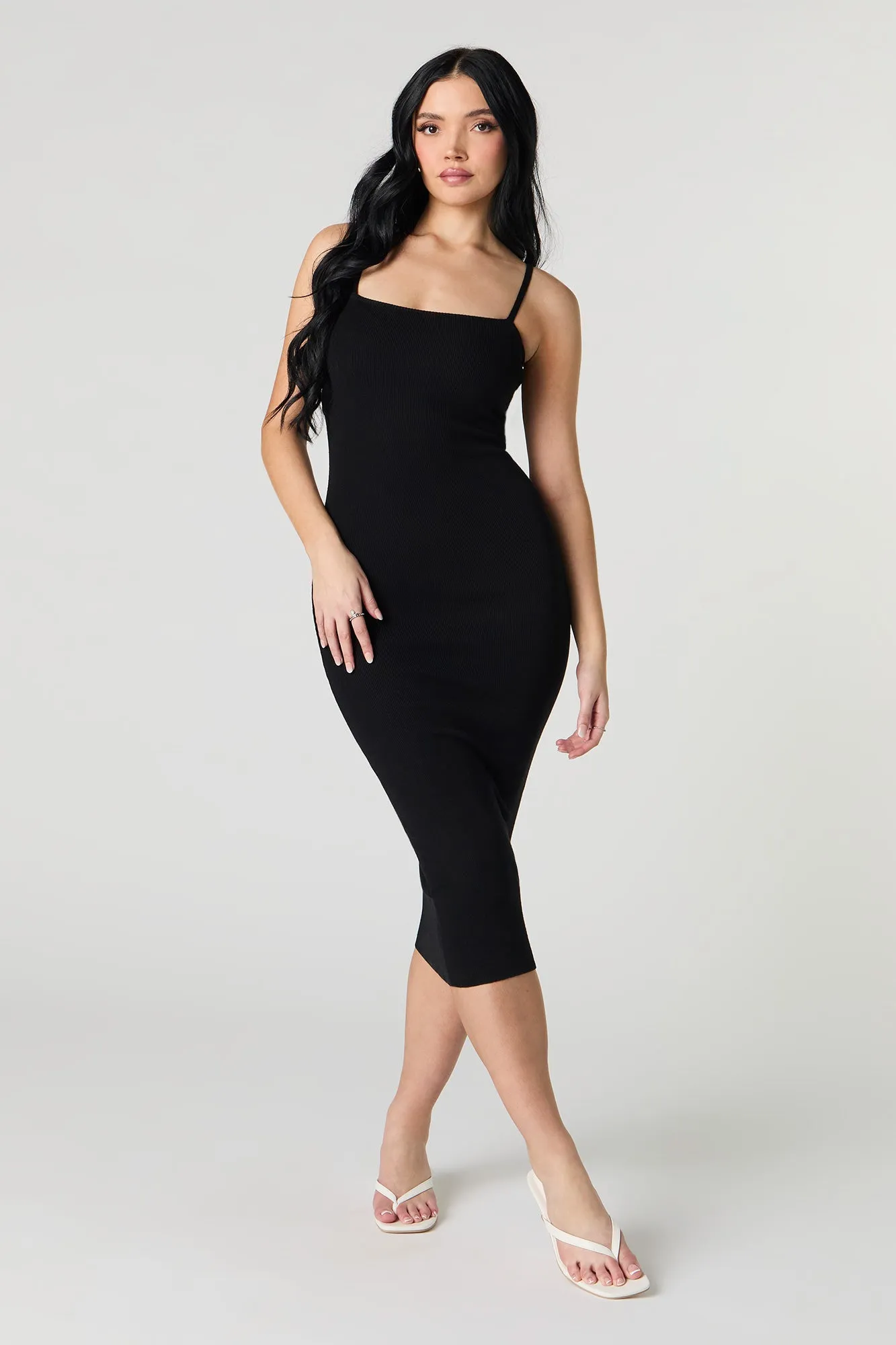 Robe midi moulante en tricot côtelé sold by Urban Planet product image thumbnail 4