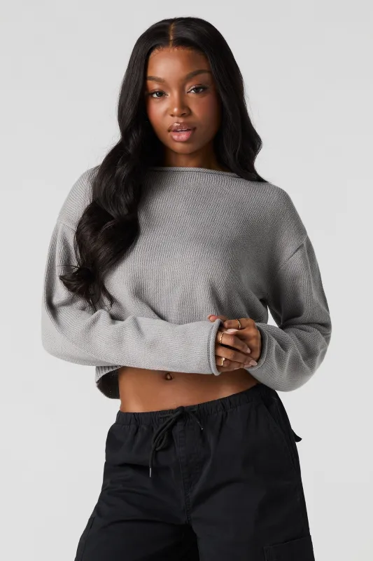 Long Sleeve Crop Sweater sold by Urban Planet