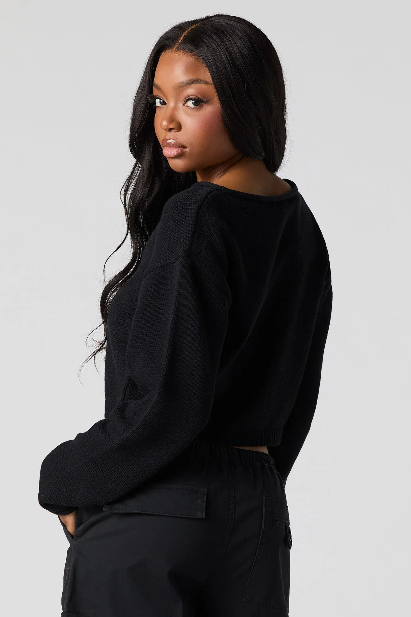 Long Sleeve Crop Sweater sold by Urban Planet product image thumbnail 5