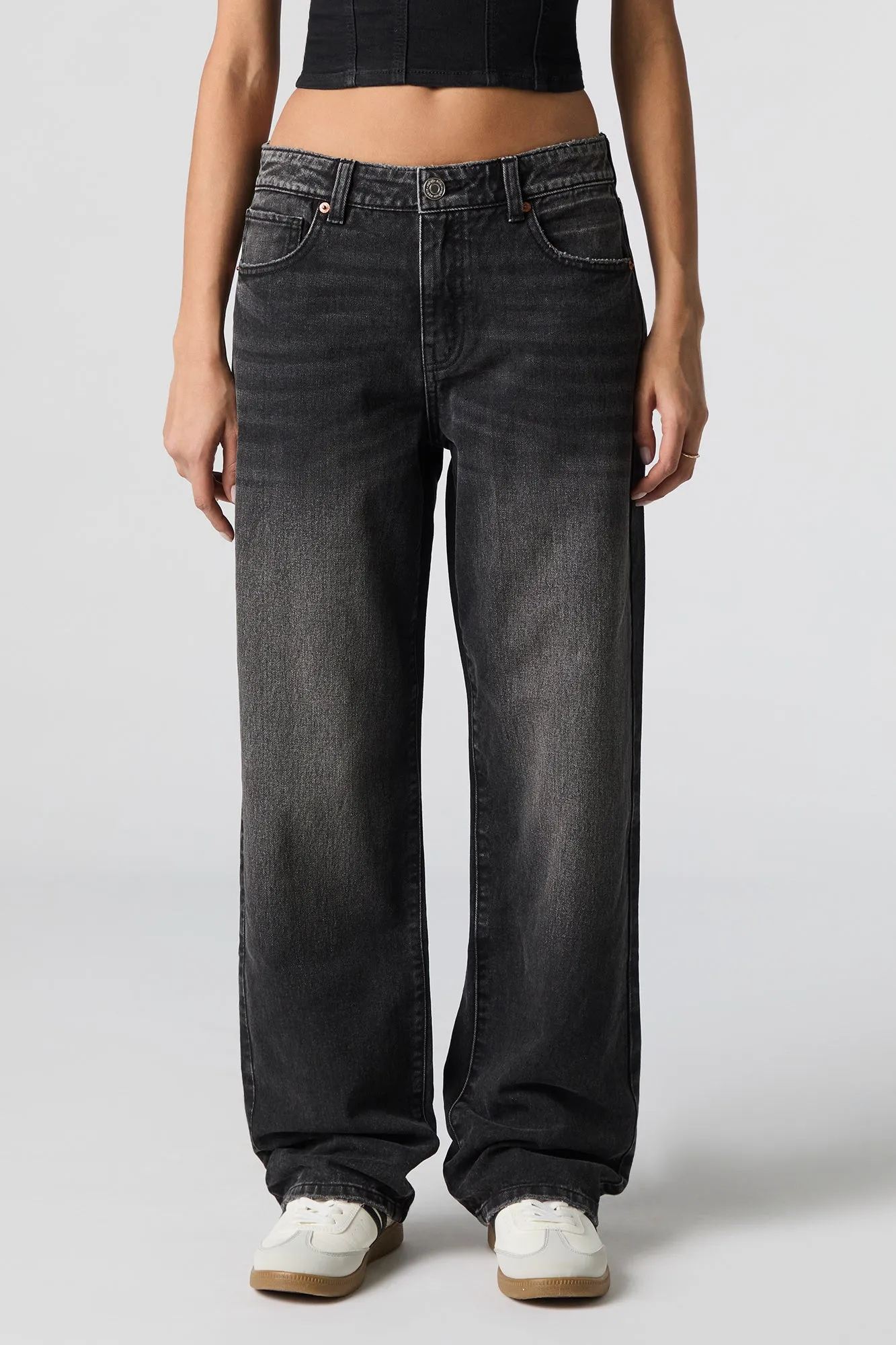 Low Rise Straight Washed Black Jean sold by Urban Planet product image thumbnail 2