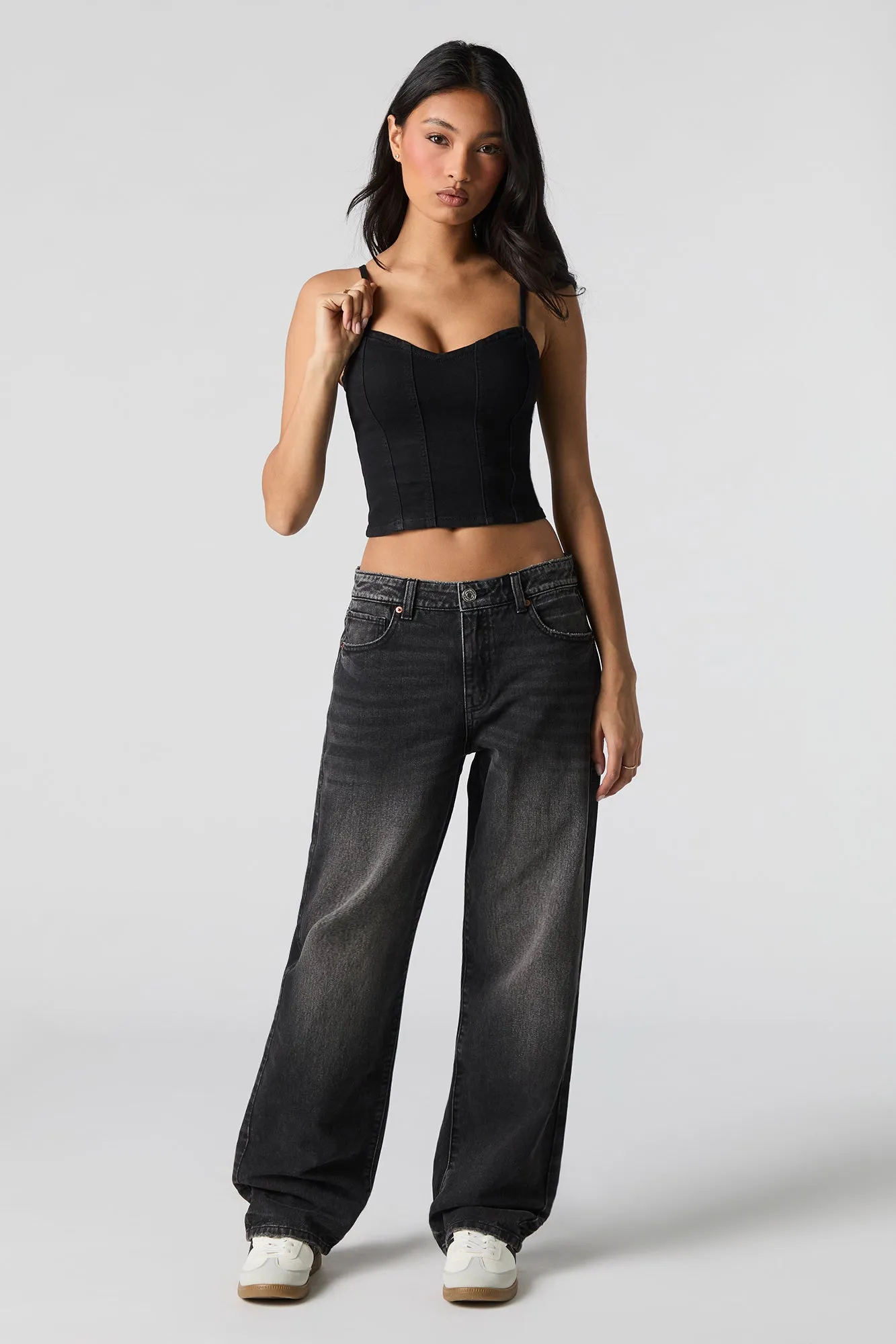 Low Rise Straight Washed Black Jean sold by Urban Planet