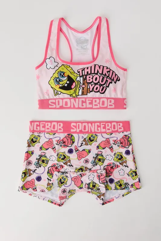 SpongeBob Sports Bra & Boy Short 2 Piece Set sold by Urban Planet