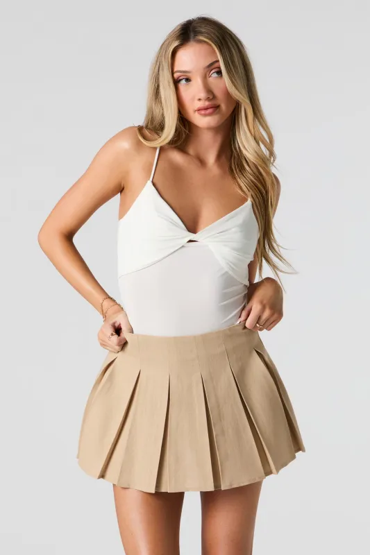 Linen-Blend Pleated Mini Skort sold by Urban Planet