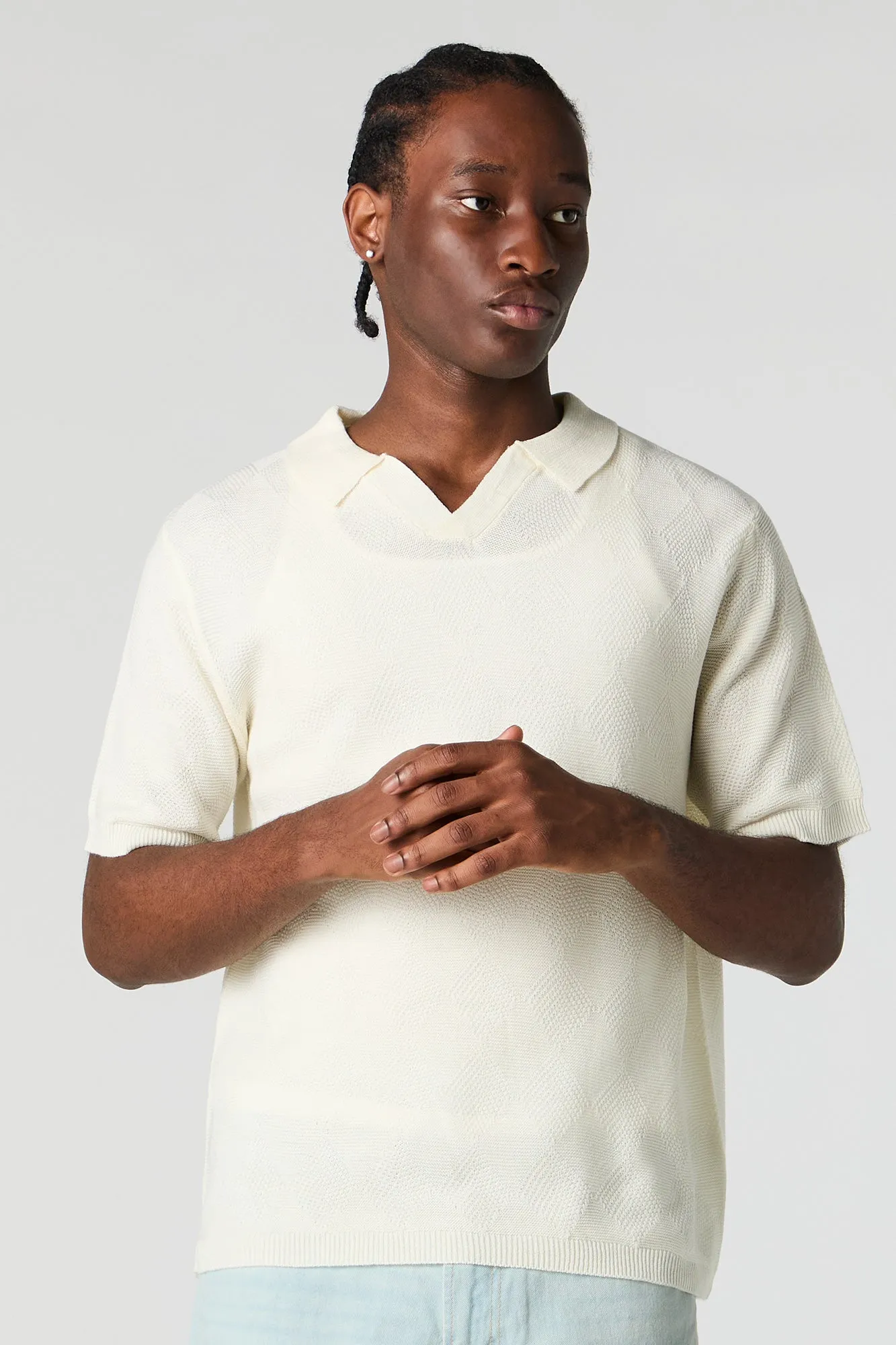Textured Notched Short Sleeve Top sold by Urban Planet product image thumbnail 4