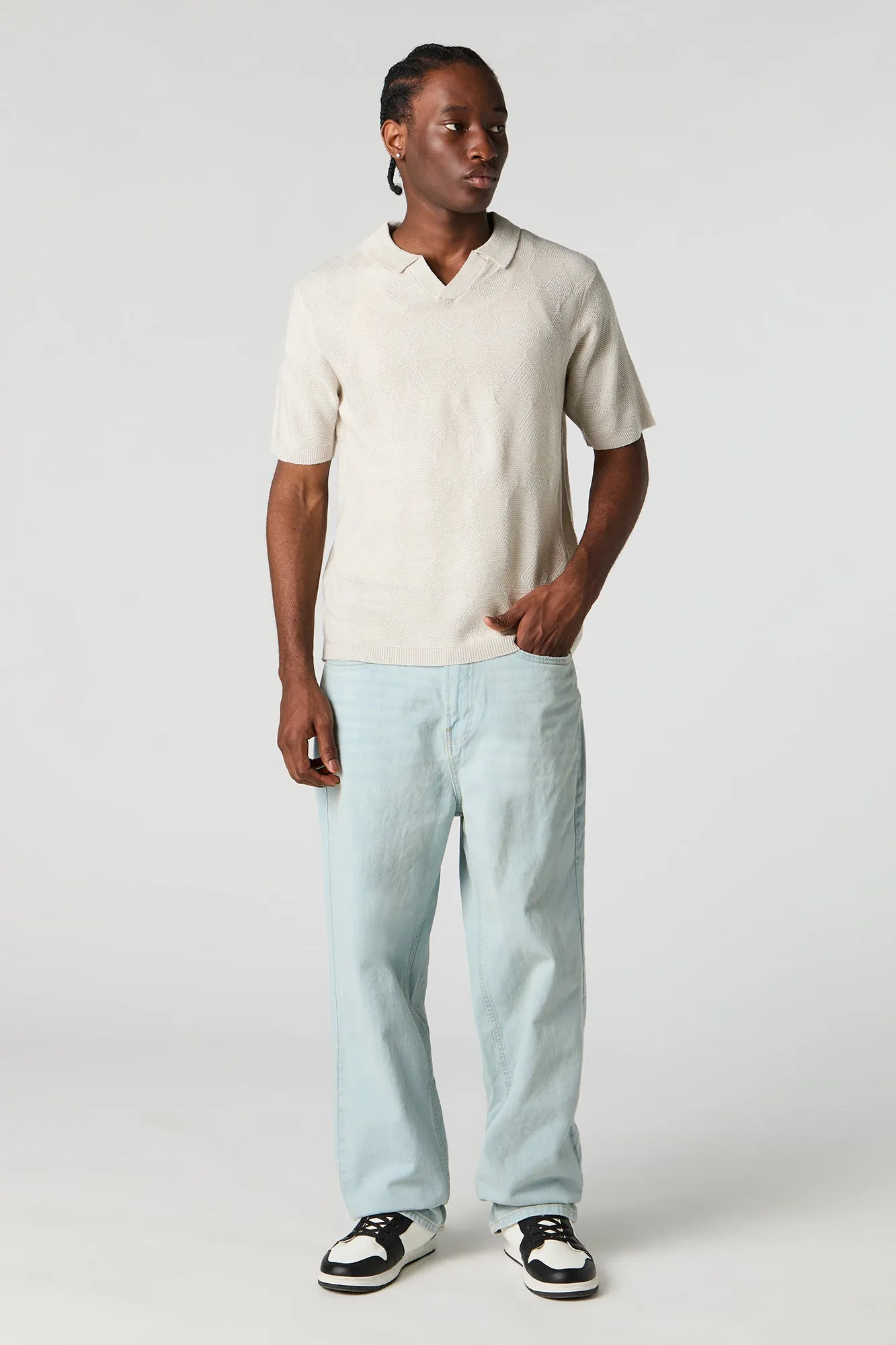 Textured Notched Short Sleeve Top sold by Urban Planet product image thumbnail 3