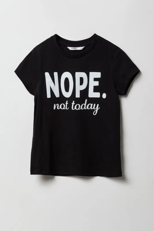 Girls Nope Not Today Graphic T-Shirt sold by Urban Planet