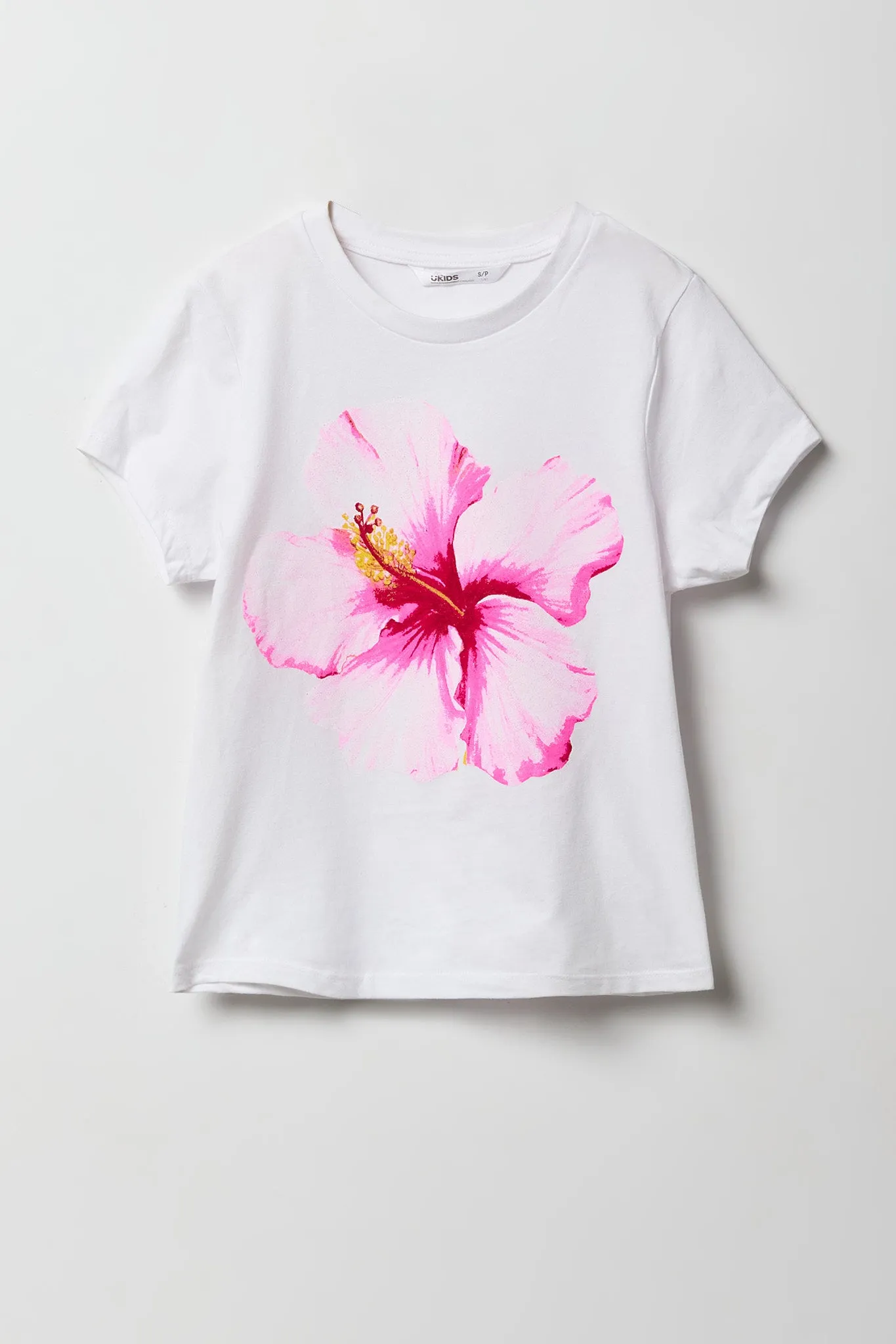 T-shirt à imprimé Pink Hibiscus pour filles sold by Urban Planet