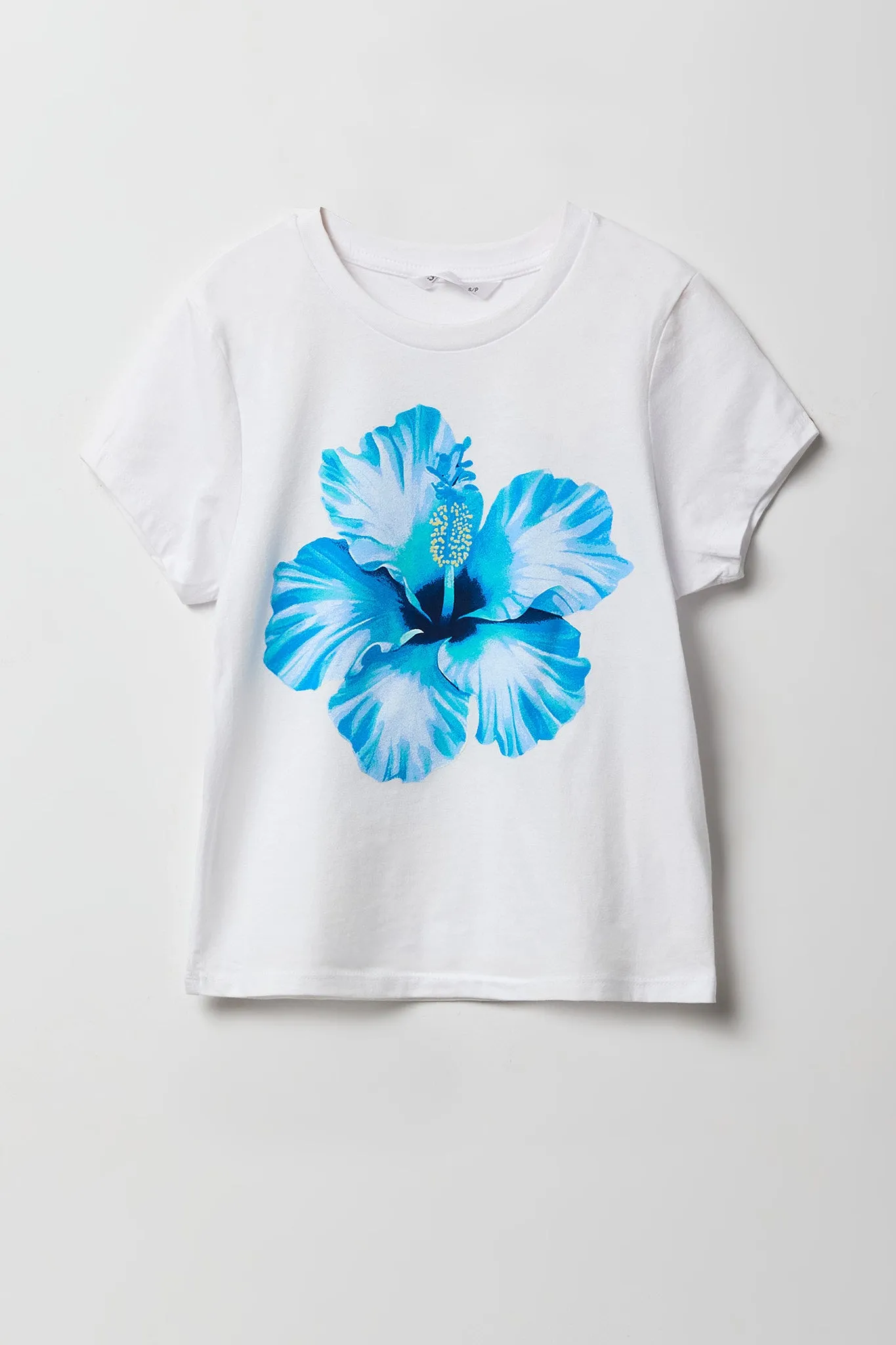 Girls Blue Hibiscus Graphic T-Shirt sold by Urban Planet