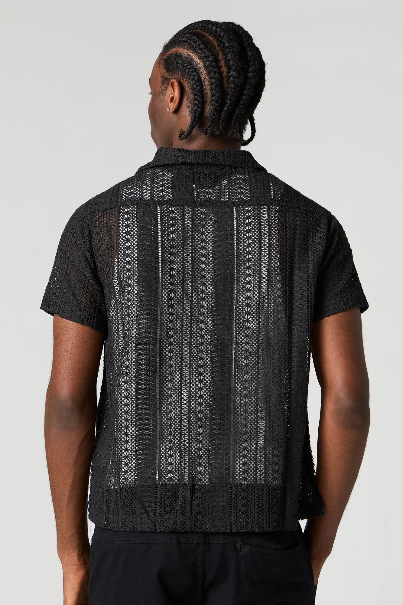 Crochet Button-Up Short Sleeve Top sold by Urban Planet product image thumbnail 5