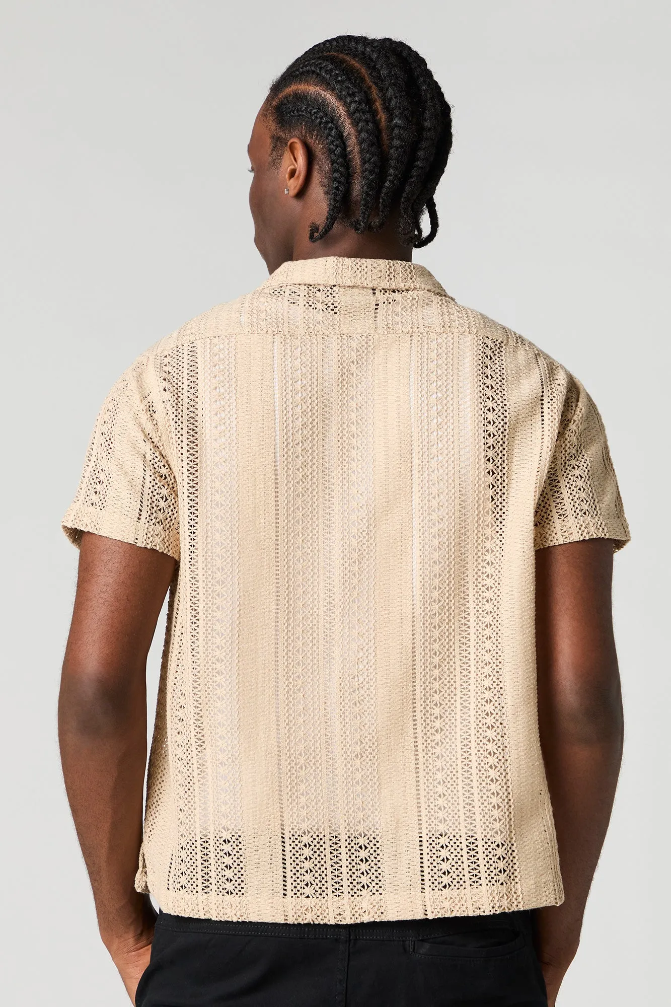 Crochet Button-Up Short Sleeve Top sold by Urban Planet product image thumbnail 2