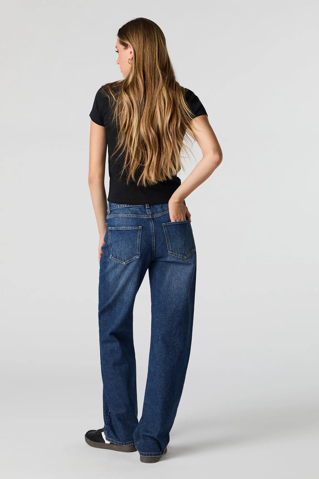 Jean rigide ample à jambe droite délavé foncé sold by Urban Planet product image thumbnail 3