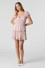 Floral Chiffon V-Neck Tiered Mini Dress sold by Urban Planet