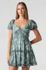 Floral Chiffon V-Neck Tiered Mini Dress sold by Urban Planet