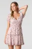 Floral Chiffon V-Neck Tiered Mini Dress sold by Urban Planet