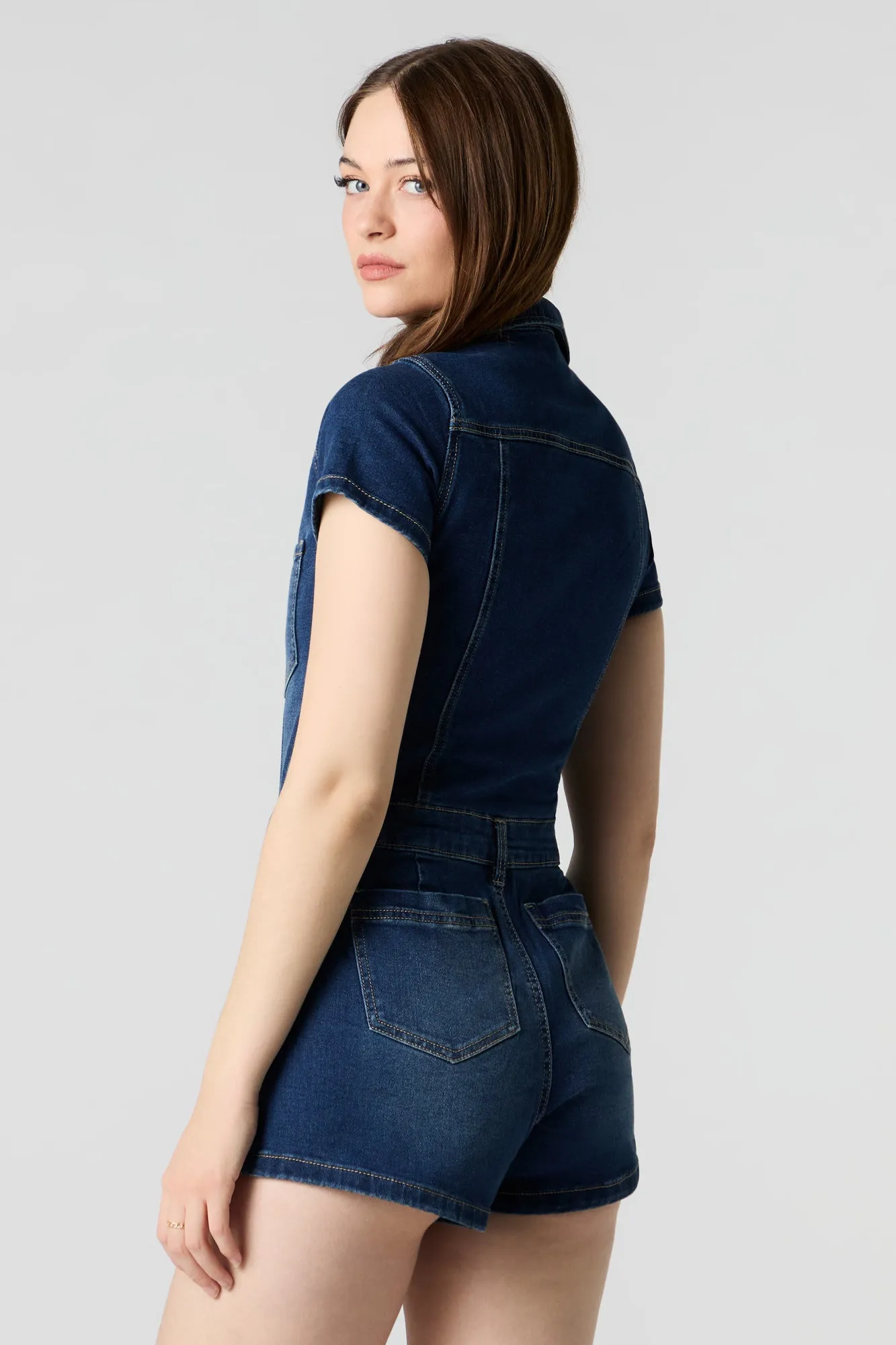 Denim Zip-Up Romper sold by Urban Planet product image thumbnail 2