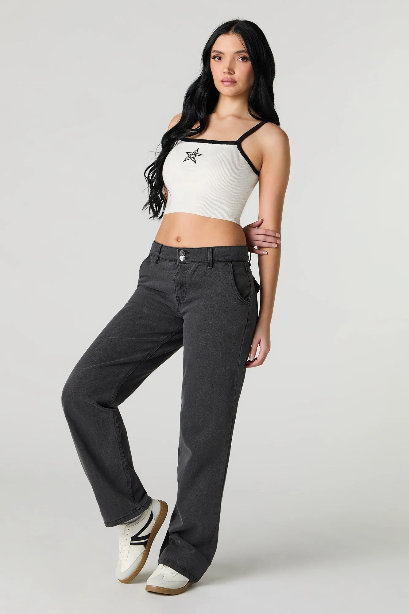 Star Embroidered Ribbed Knit Tank sold by Urban Planet product image thumbnail 3