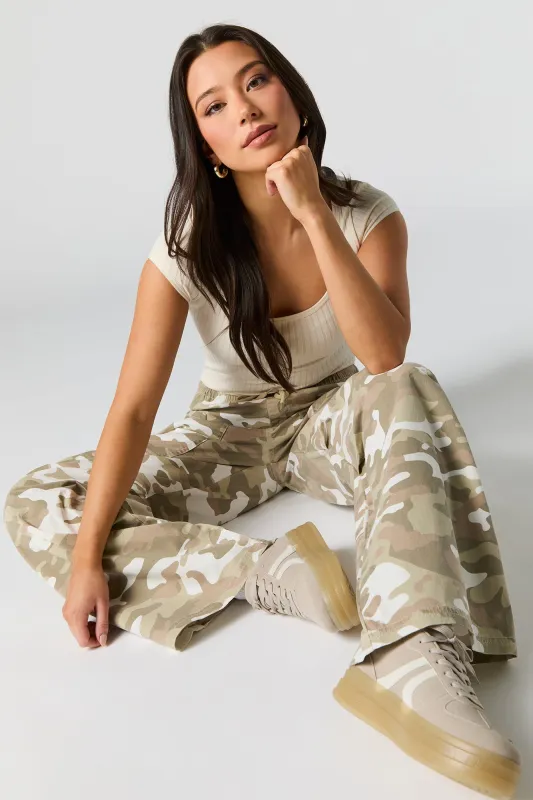 Drawstring Wide Leg Cargo Pant sold by Urban Planet