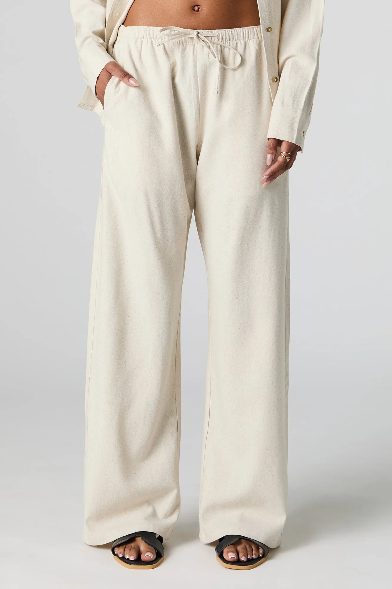 Pantalon en mélange de lin à taille coulissante sold by Urban Planet product image thumbnail 2