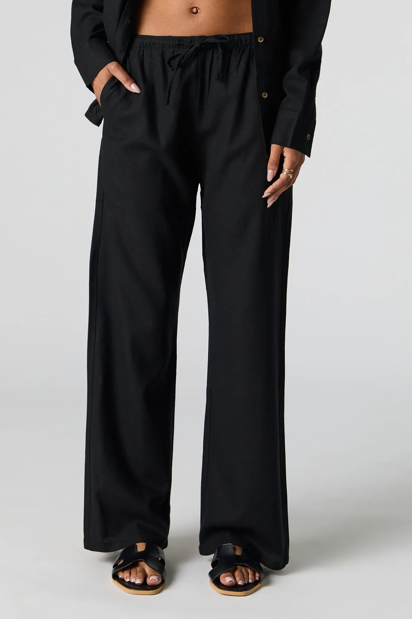 Pantalon en mélange de lin à taille coulissante sold by Urban Planet product image thumbnail 5