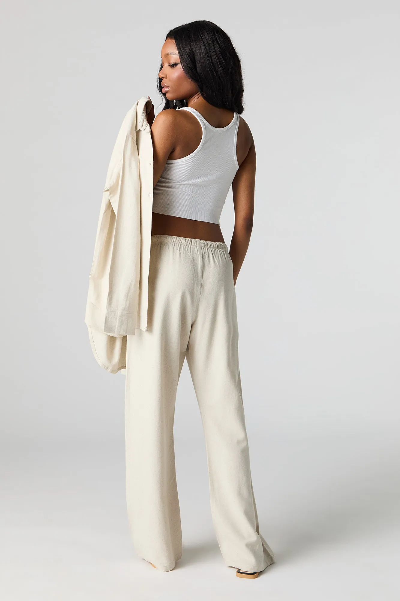 Pantalon en mélange de lin à taille coulissante sold by Urban Planet product image thumbnail 3