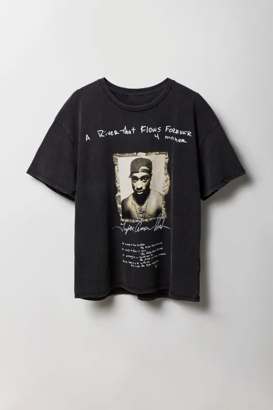 T-shirt coupe garçonne à imprimé Tupac sold by Urban Planet