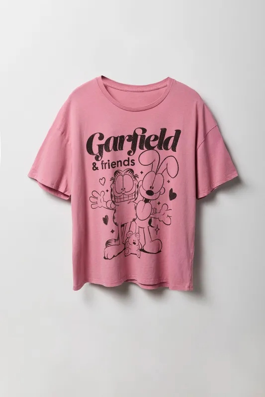 T-shirt coupe garçonne à imprimé Garfield & Friends sold by Urban Planet