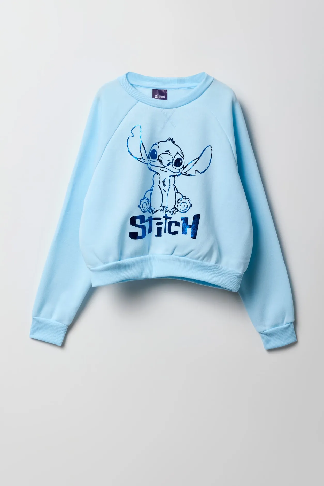 Girls Stitch Graphic Blue Sweatshirt & Short 2 Piece Set sold by Urban Planet product image thumbnail 2