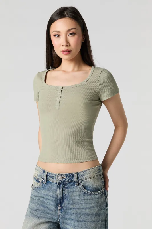 Ribbed Henley Top sold by Urban Planet