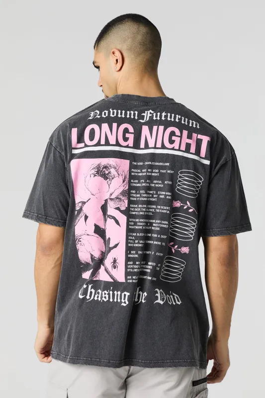 T-shirt délavé à imprimé Long Night sold by Urban Planet