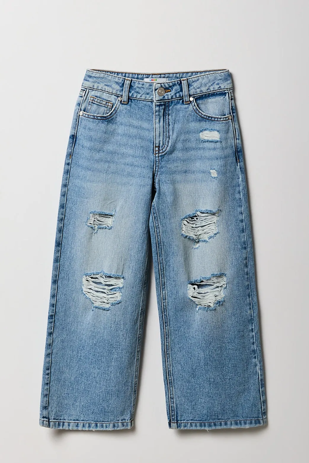 Jean mi-taille d'aspect usé à jambe large pour fille sold by Urban Planet product image thumbnail 3