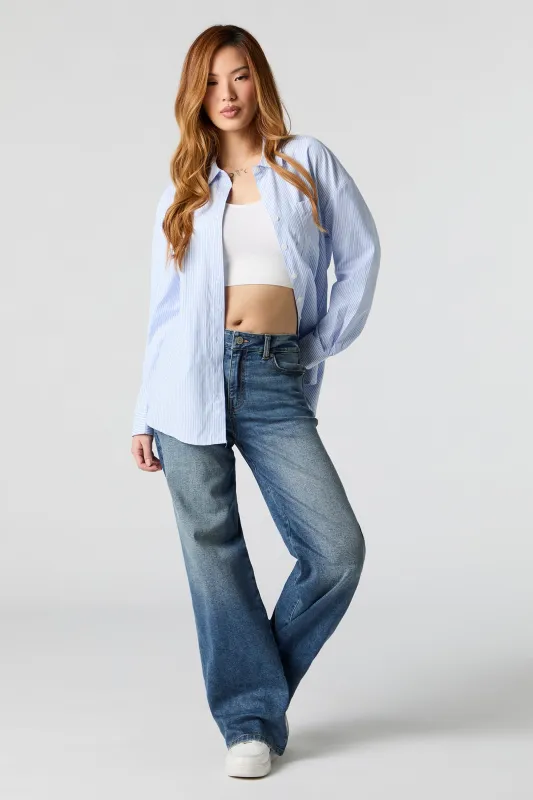 Jean extensible délavé foncé vintage à jambe large et taille haute sold by Urban Planet
