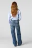 Jean extensible délavé foncé vintage à jambe large et taille haute sold by Urban Planet