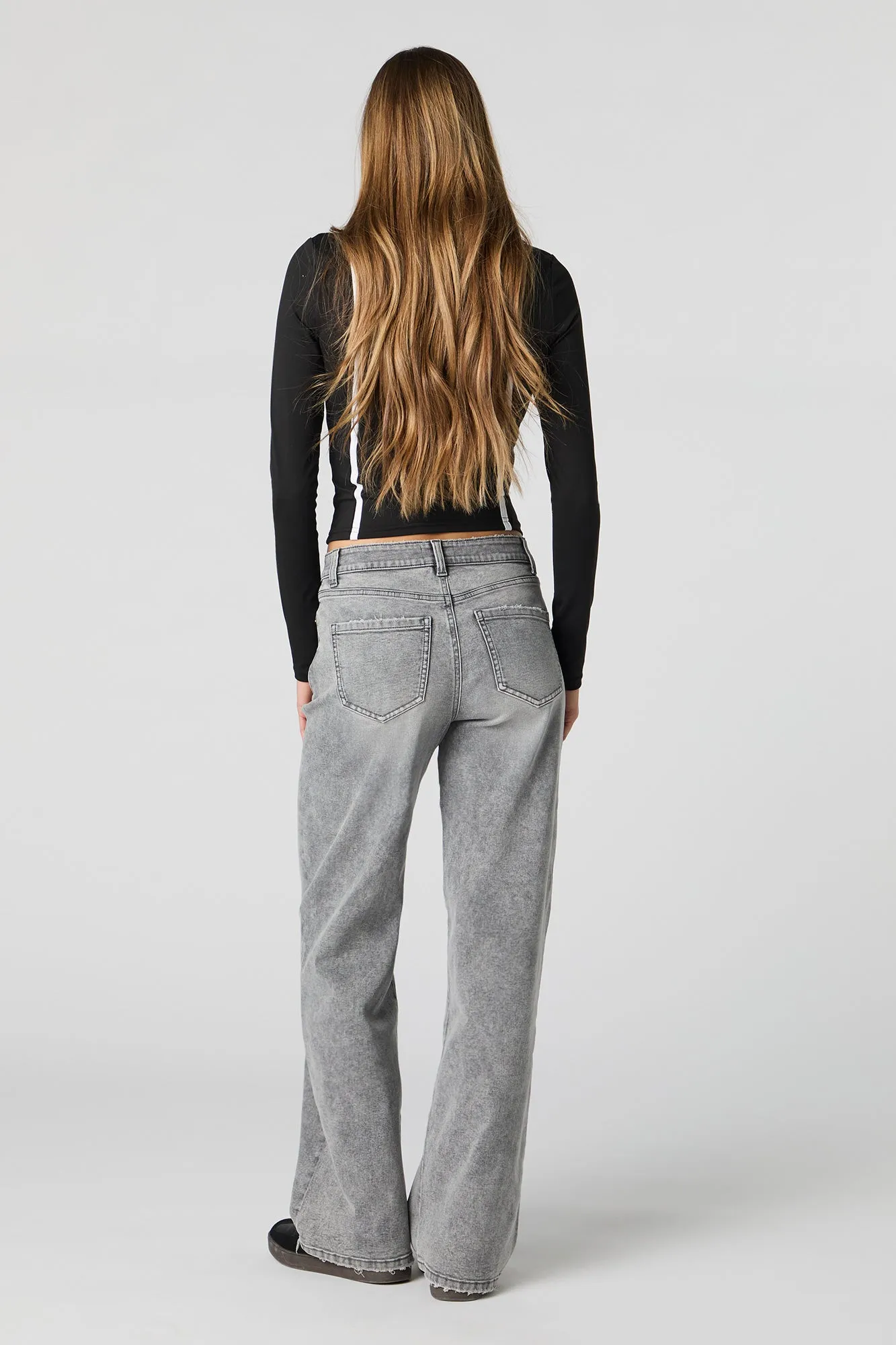 Jean à jambe large délavé gris à taille haute sold by Urban Planet product image thumbnail 3