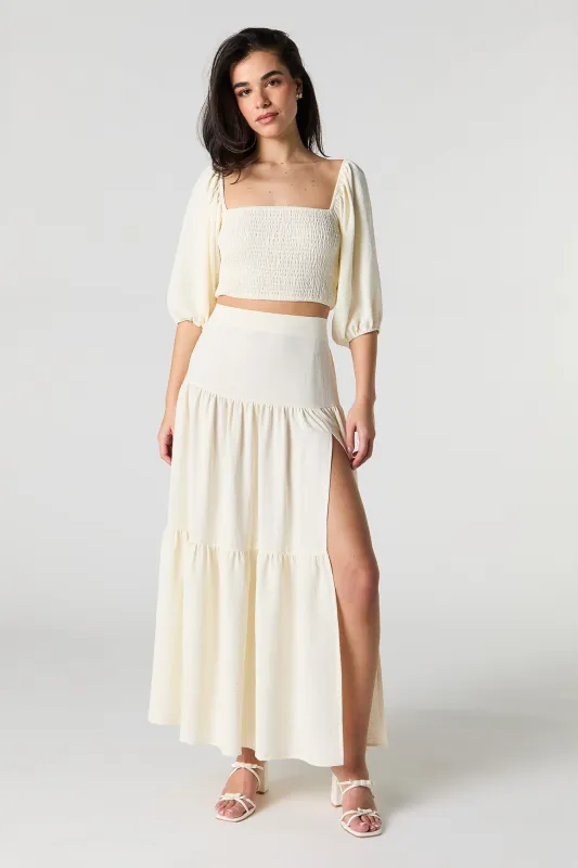 Side Slit Tiered Maxi Skirt sold by Urban Planet