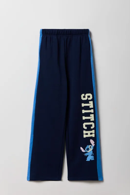 Pantalon en molleton rayé à jambe large et imprimé Stitch pour enfants sold by Urban Planet