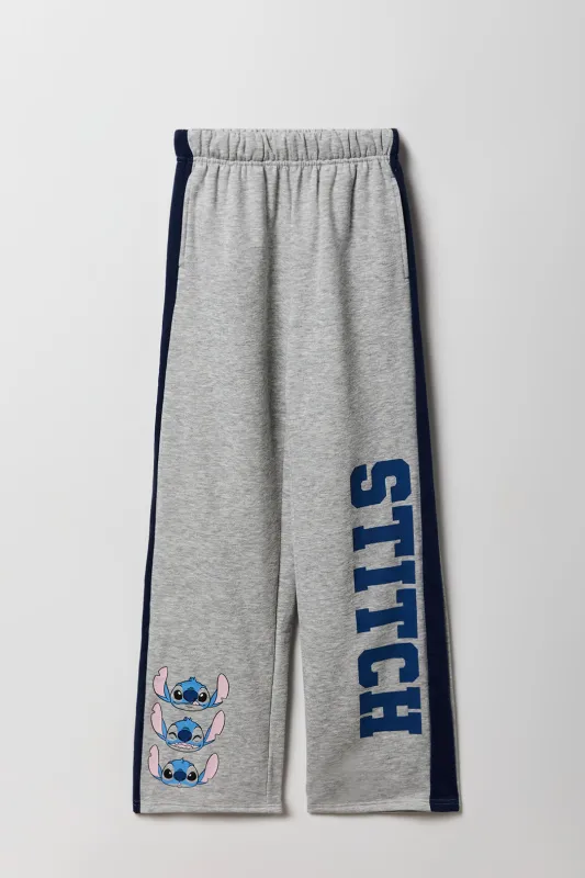 Pantalon en molleton rayé à jambe large et imprimé Stitch pour enfants sold by Urban Planet
