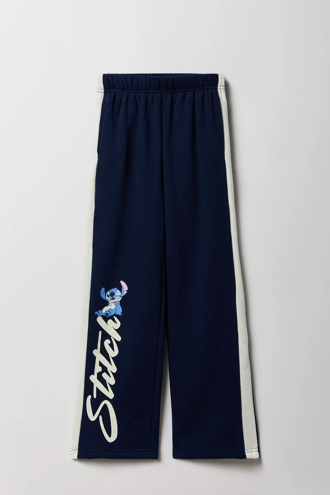 Pantalon en molleton rayé à jambe large et imprimé Stitch assis pour enfants sold by Urban Planet
