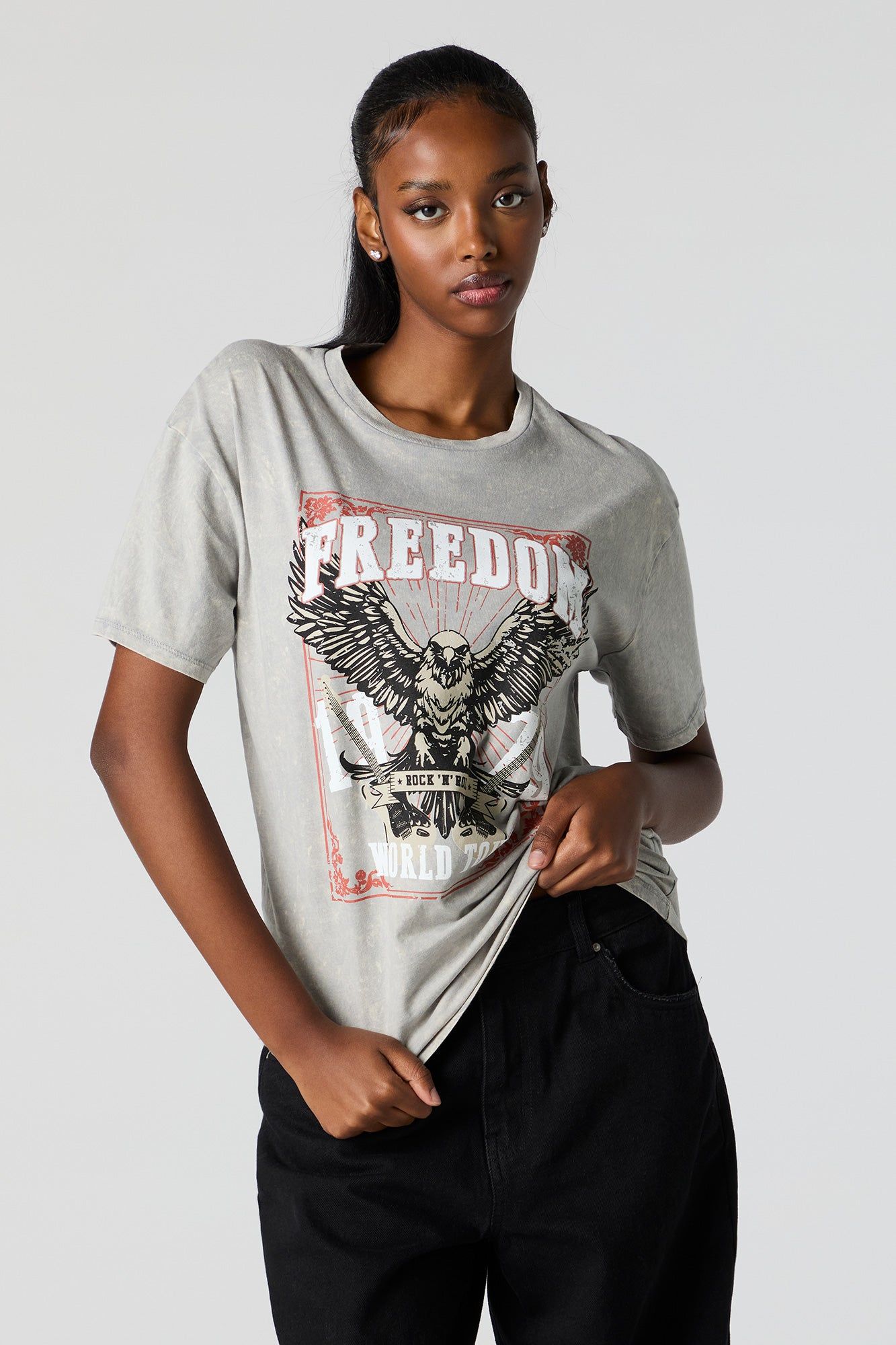 Freedom Graphic Washed Boyfriend T-Shirt sold by Urban Planet product image thumbnail 2