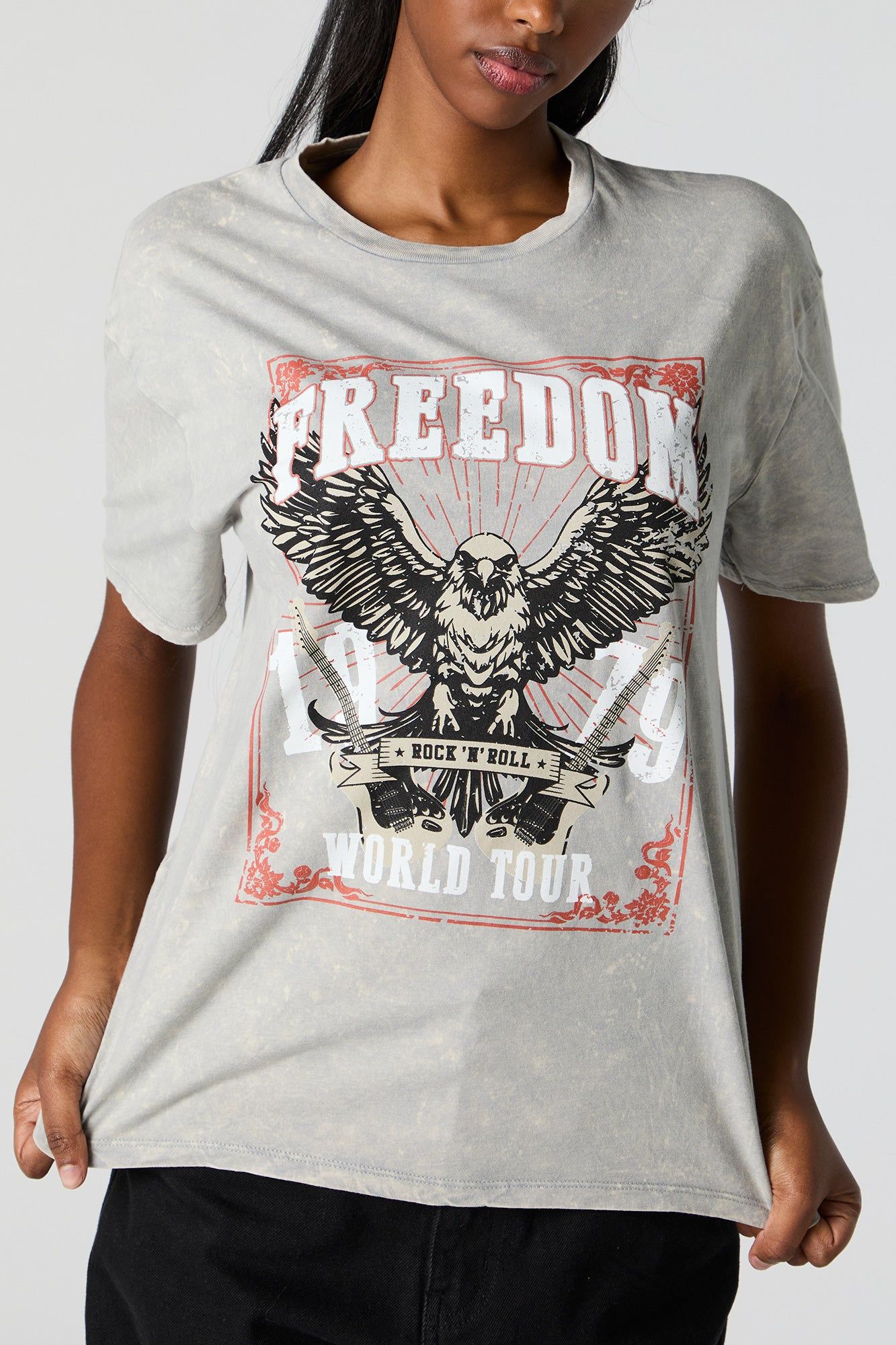 Freedom Graphic Washed Boyfriend T-Shirt sold by Urban Planet product image thumbnail 5