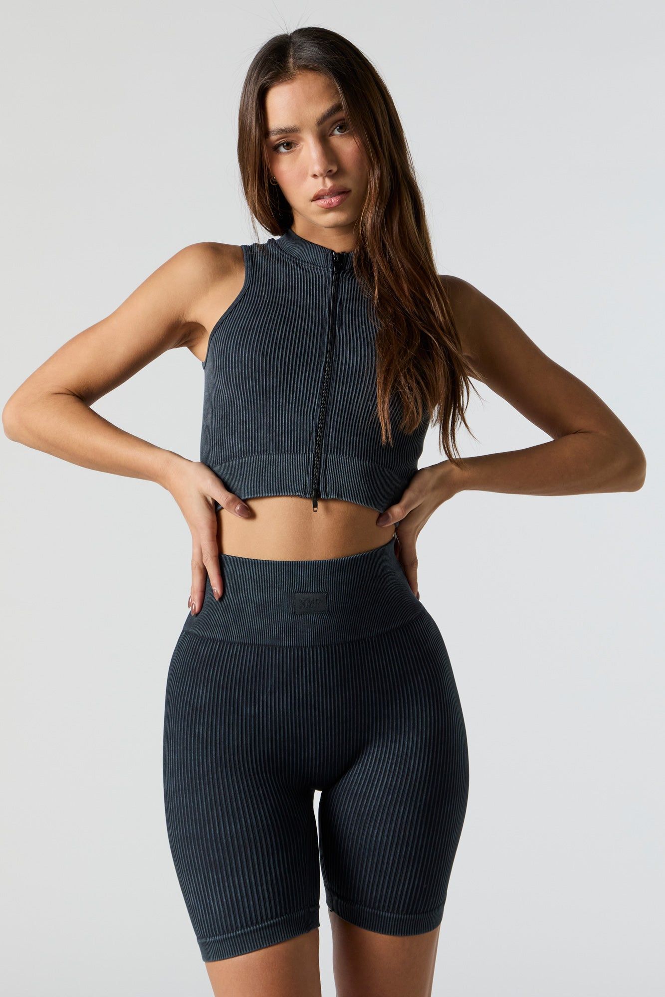 Débardeur Sommer Ray côtelé délavé sans couture avec fermeture à glissière sold by Urban Planet product image thumbnail 2