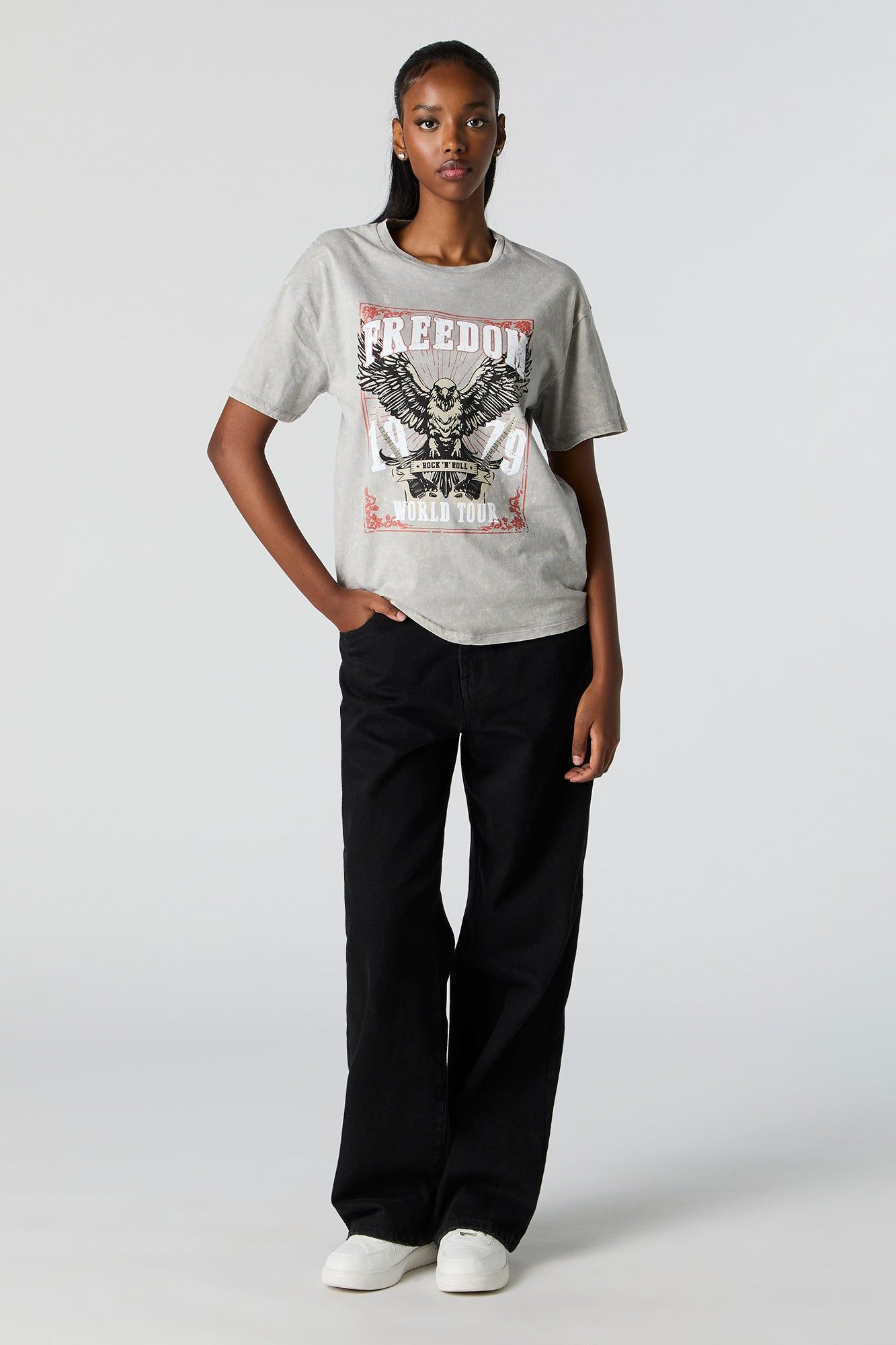 Freedom Graphic Washed Boyfriend T-Shirt sold by Urban Planet product image thumbnail 3