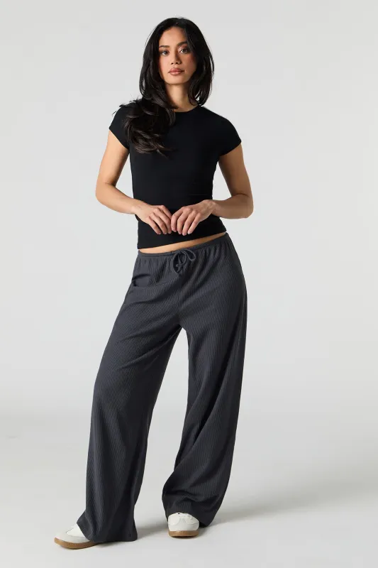 Soft Ribbed Wide Leg Pant sold by Urban Planet