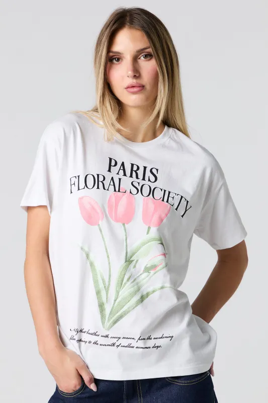 Paris Floral Graphic Boyfriend T-Shirt sold by Urban Planet