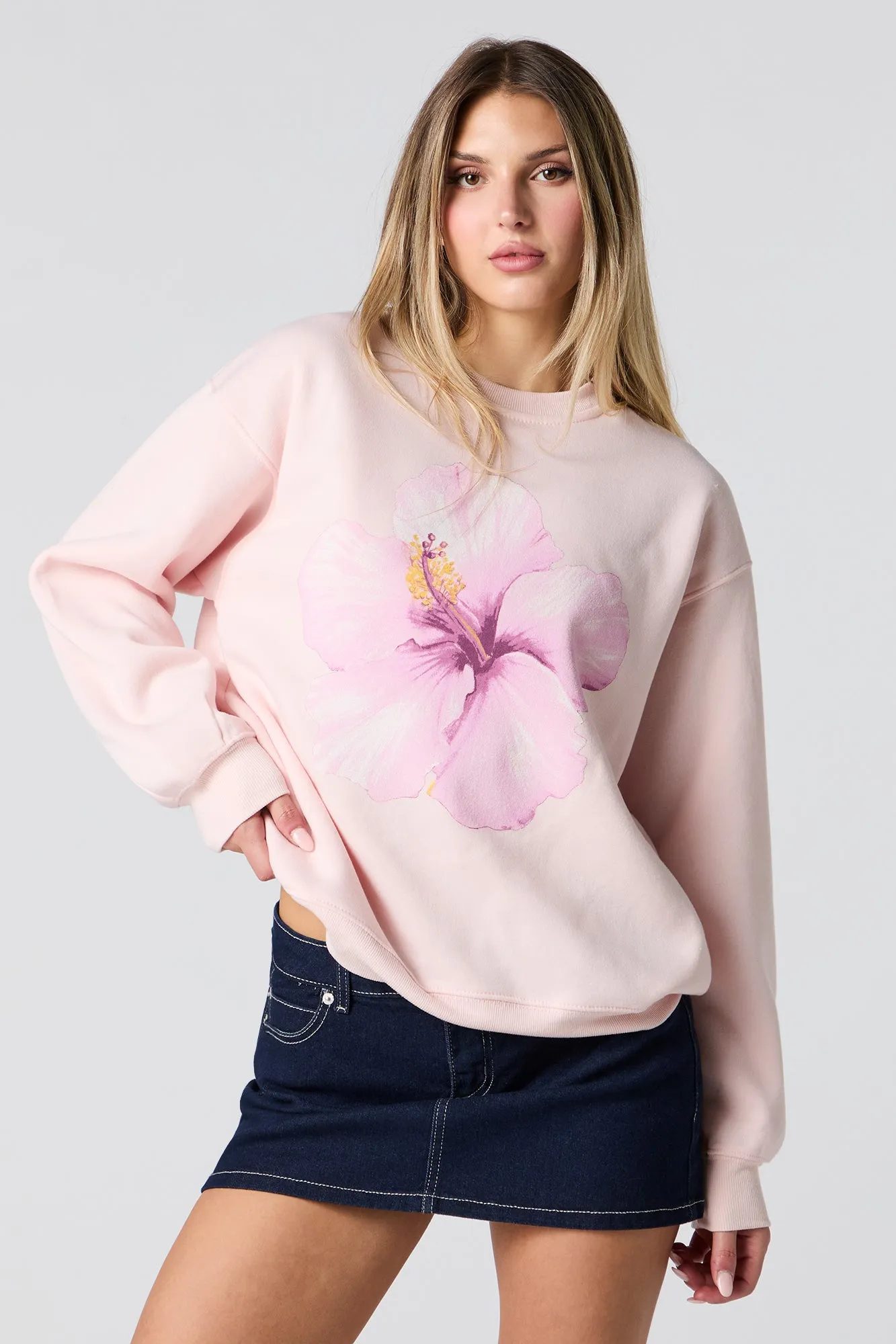 Hibiscus Graphic Fleece Sweatshirt sold by Urban Planet