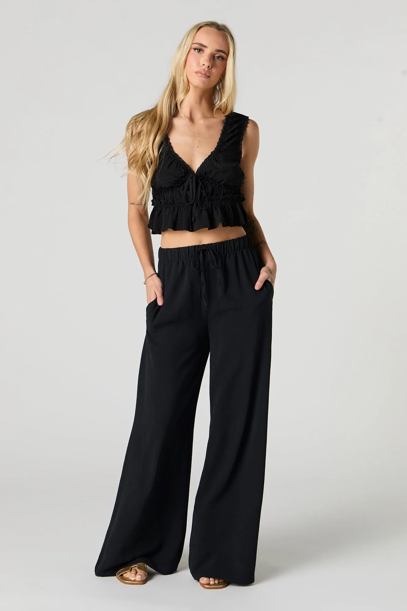 Pantalon fluide à taille coulissante sold by Urban Planet product image thumbnail 4