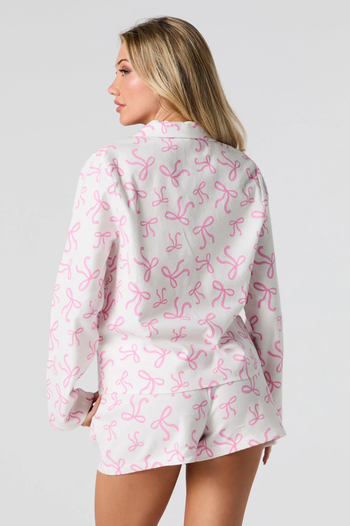 Flannel Button-Up Top & Short 2 Piece Pajama Set sold by Urban Planet product image thumbnail 2